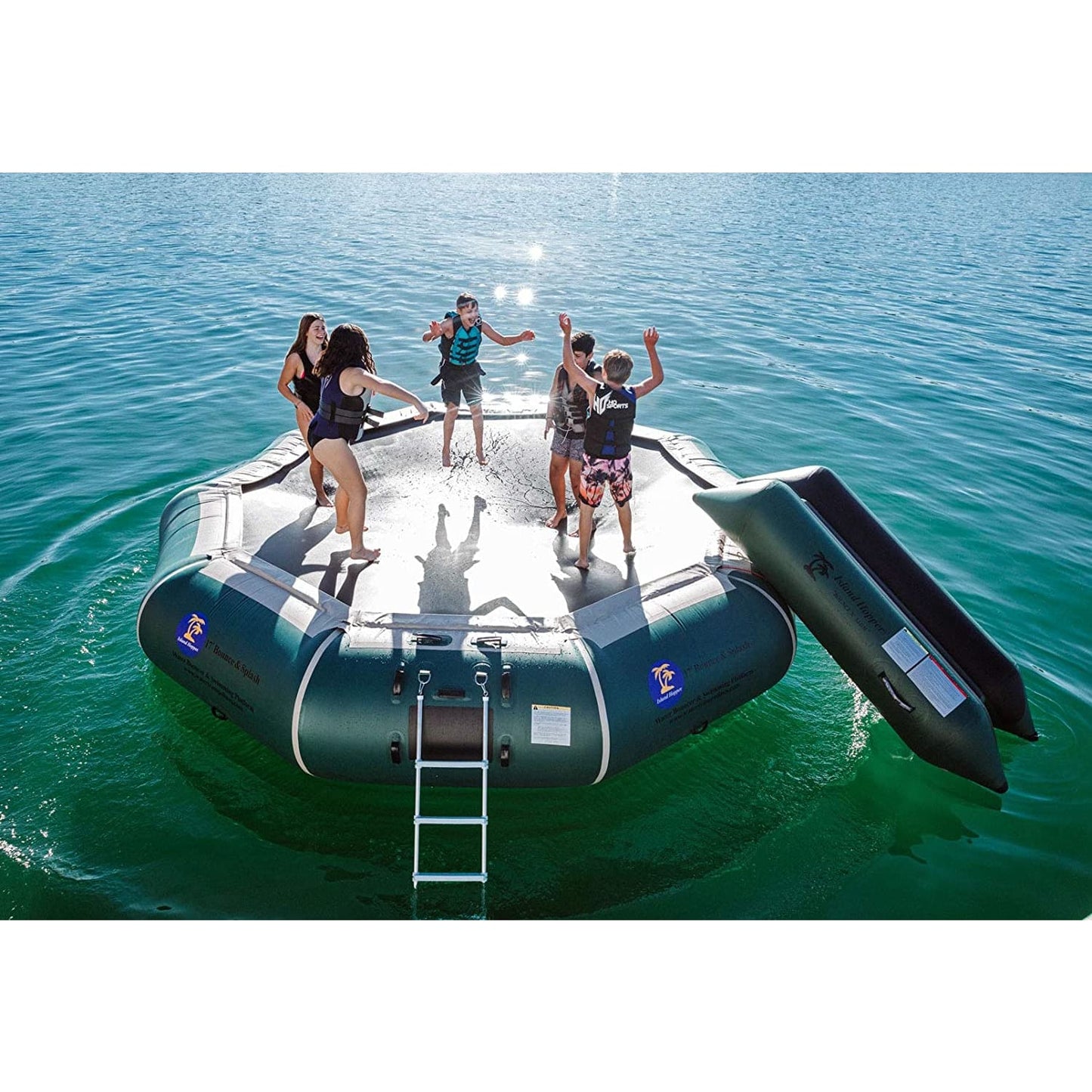 Island Hopper 17' Springless Water Bouncer "Bounce & Splash" - Recreational Grade - 17'BNS