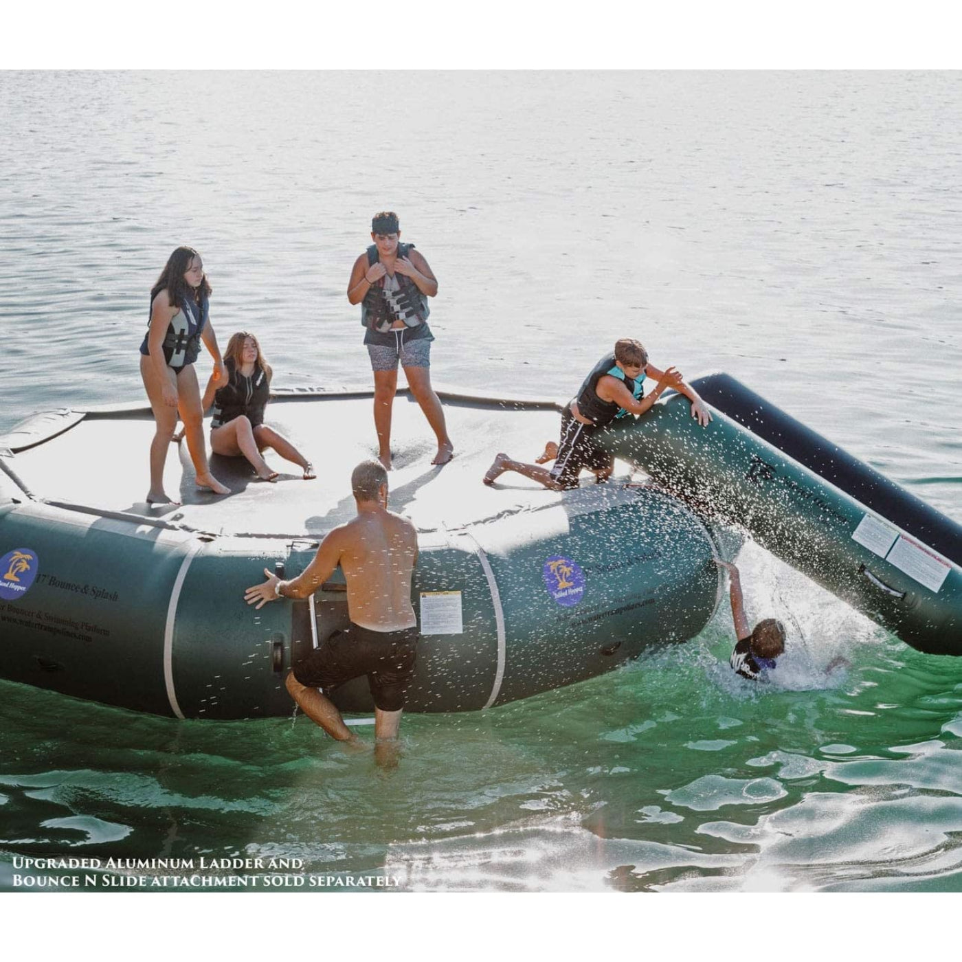 Island Hopper 17' Springless Water Bouncer "Bounce & Splash" - Recreational Grade - 17'BNS
