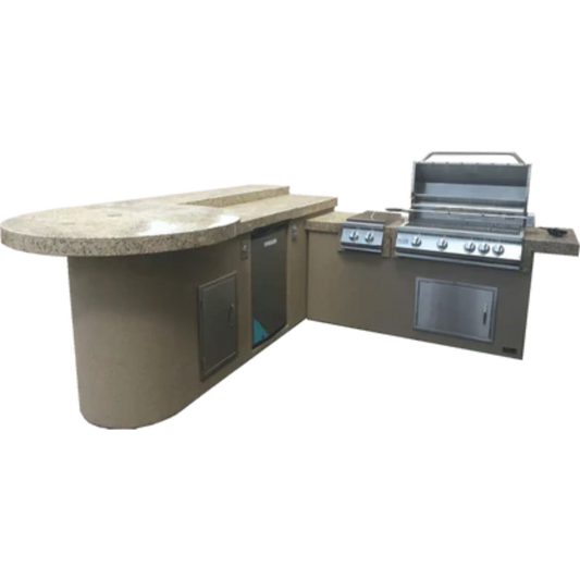 Kokomo Aruba BBQ Island with Built In BBQ Grill Side Burner and Refrigerator - ARUBA