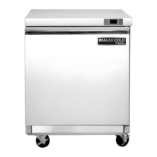 Maxx Cold V-Series 1 Door Undercounter Freezer, in Stainless Steel - MVF29UHC