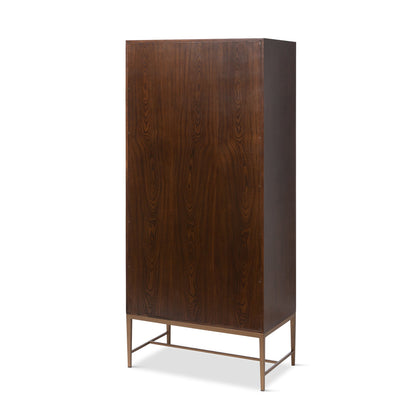 Park Hill Collection Addison Faux Bois Tall Cabinet - Elegant Walnut Beechwood Desi - EFC26060gn with Antique Brass Accents