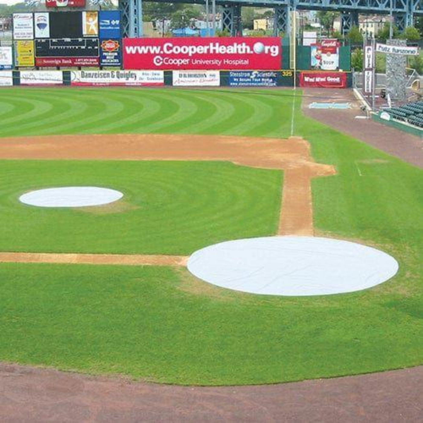 Jaypro Baseball Tarp with Ground Stakes (26' Round - 6 oz. Polyethylene) (Home Plate) -  AFC-HP