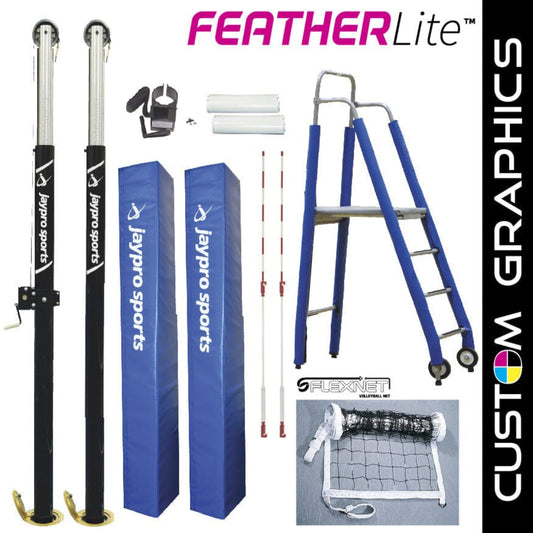 Jaypro FeatherLite Volleyball System Deluxe Package (3-1/2 in. Floor Sleeve) -  PVB-5PKGDX