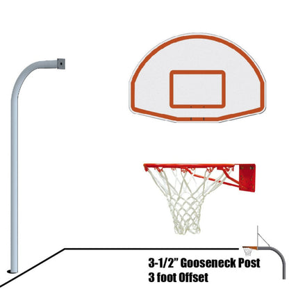 Jaypro Straight Post Basketball System (4-1/2" Pole with 4' Offset) 56"W x 36"H Aluminum Fan BackboarSPA4-FABT-SG