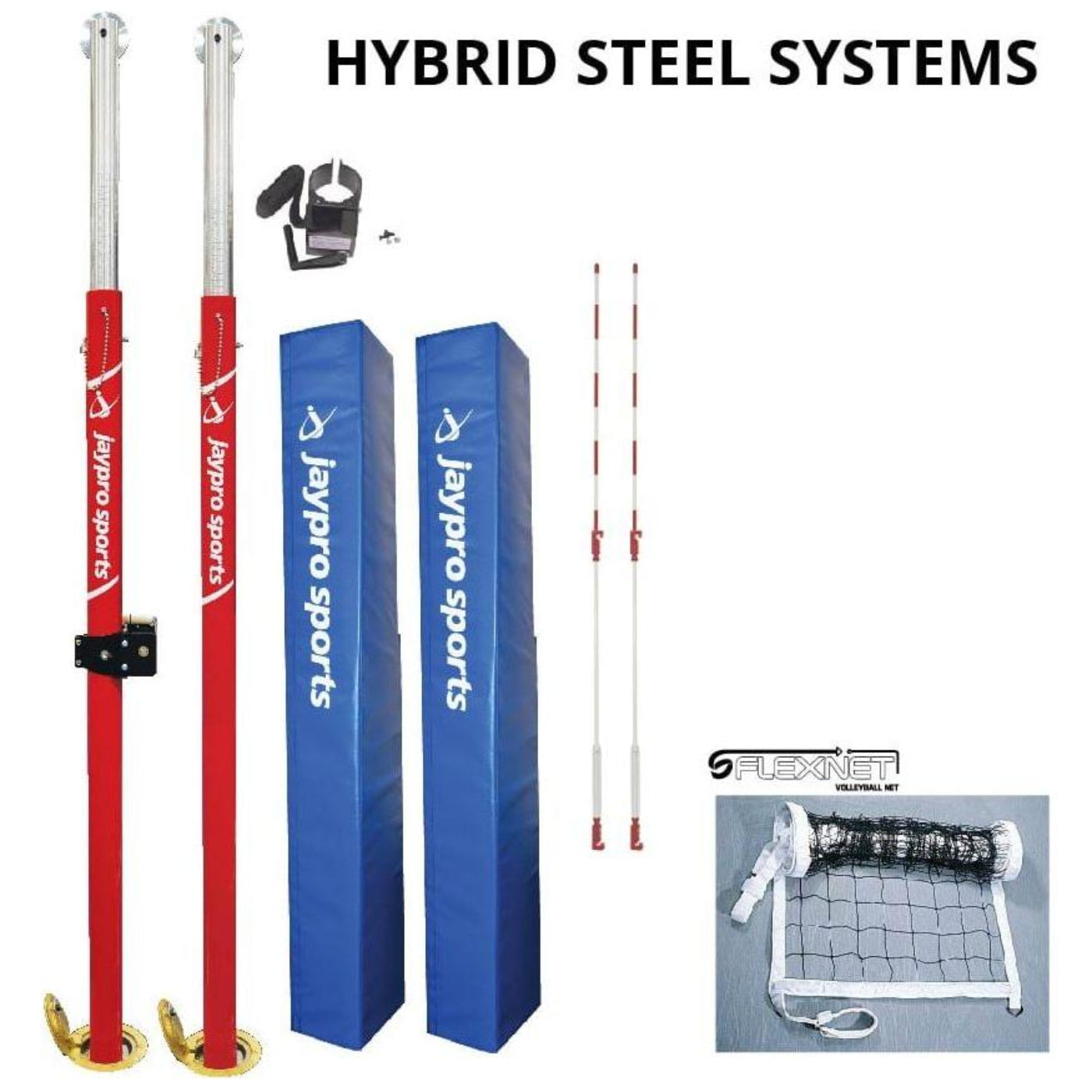 Jaypro Hybrid Steel Volleyball Net System - PVB-3000