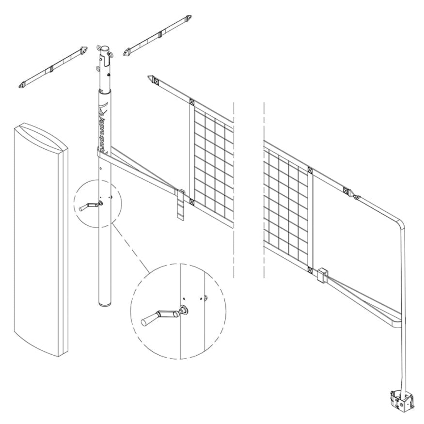 Jaypro PowerLite Volleyball Net Center Upright System - PVBC-650