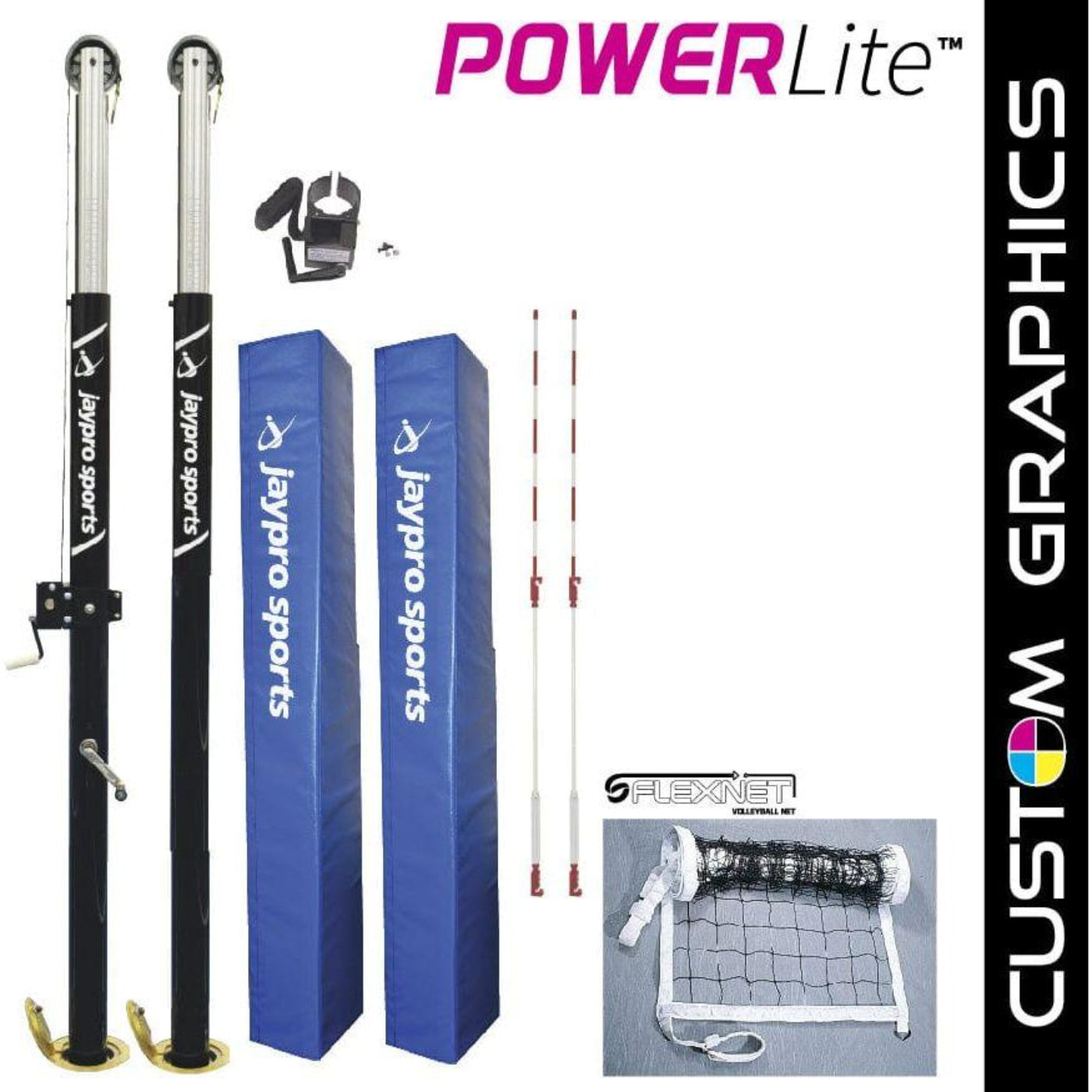 Jaypro PowerLite Volleyball System with Custom Graphics - NFHS, NCAA, USVBA - PVB-7000DX