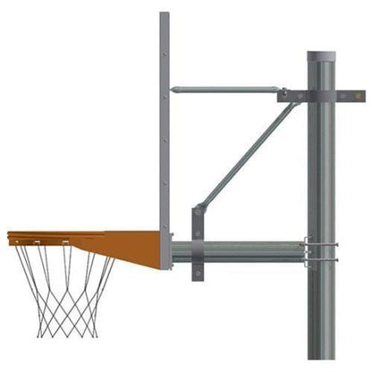 Jaypro Straight Post Basketball System (4-1/2" Pole with 4' Offset) 72"W x 42"H Perforated Steel Backboard - SPA4-PERF-SG
