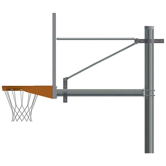 Jaypro Straight Post Basketball System (5-9/16" Pole with 6' Offset) 72"W x 42"H Perforated Steel Backboard - SPA6-PERF-DR