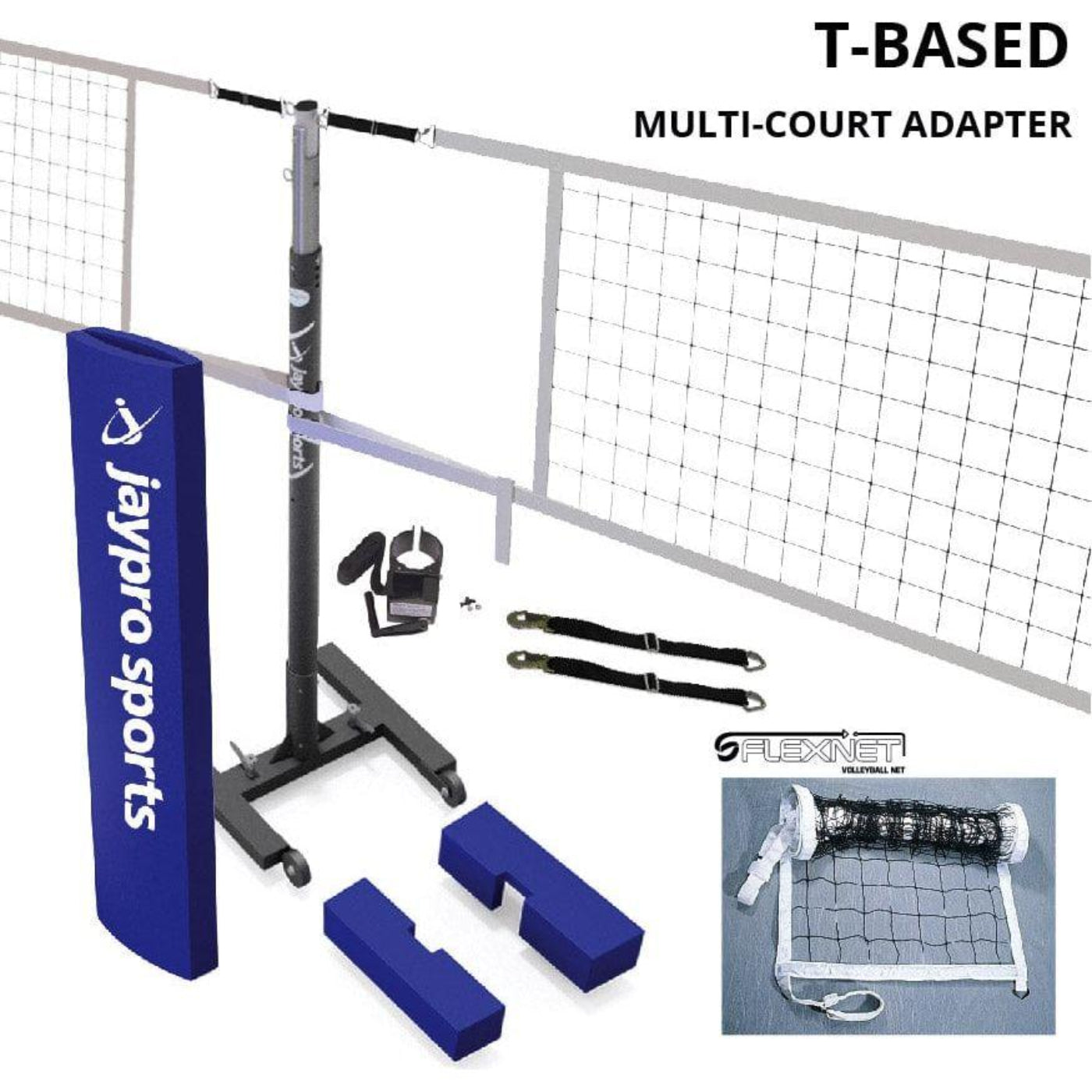 Jaypro T-Base Competition Volleyball Net Center Upright System (FeatherLite Pin-Stop Height Adjust Upright) - PVBC-250