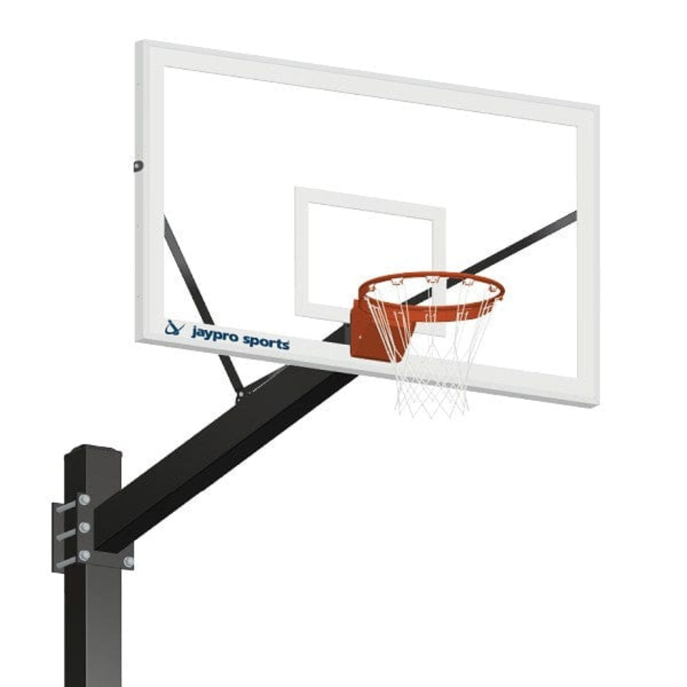 Jaypro Titan Basketball System (6"x 6" Pole with 6' Offset) 72" Glass Backboard - 770-CV-FR