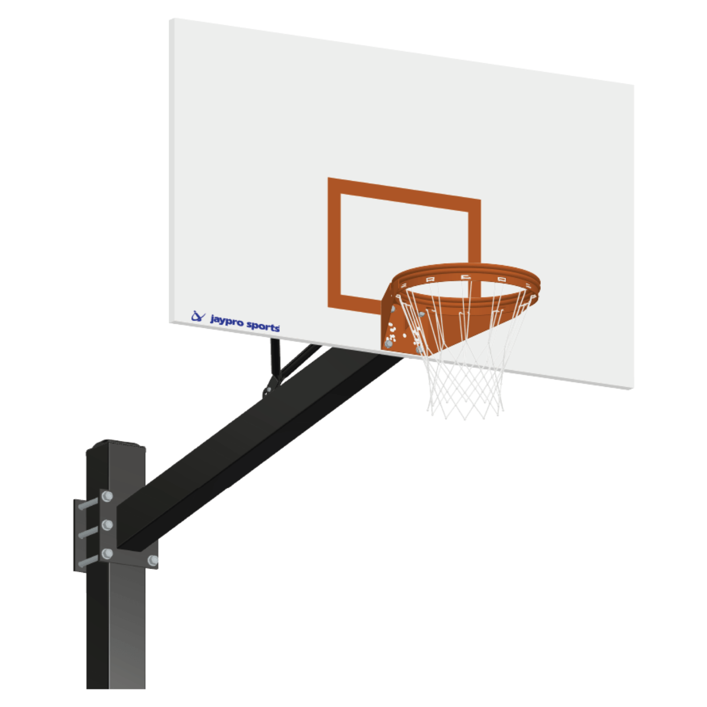 Jaypro Titan Basketball System (6"x 6" Pole with 6' Offset) 72" Steel Backboard (Surface Mount) - 772-RS-UG
