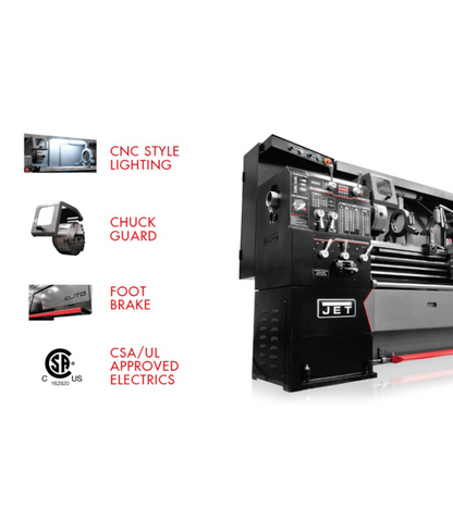 JET Elite E-1340VS with ACU-RITE 203 DRO with Taper Attachment and Collet Closer - JT9-892406