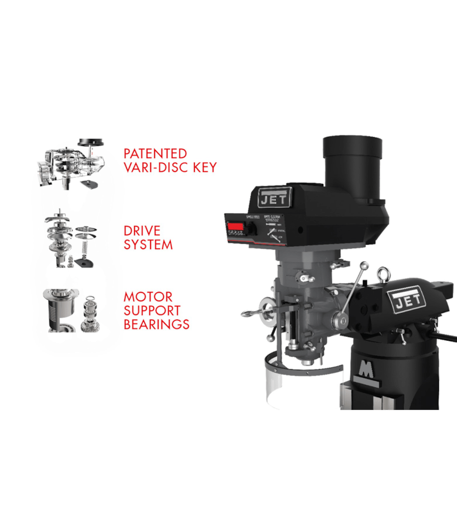 JET Elite EVS-949 Mill with 3-Axis ACU-RITE 203 (Quill) DRO - JT9-894316