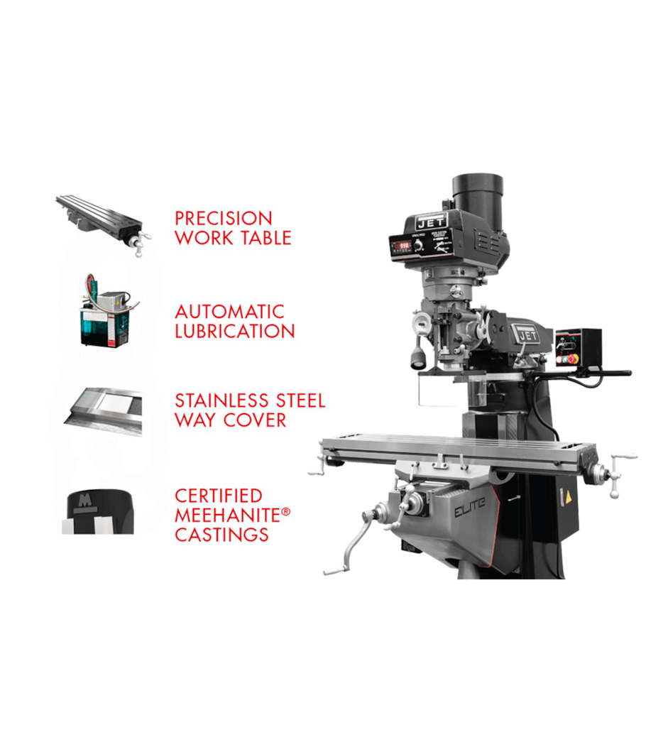 JET Elite EVS-949 Mill with 3-Axis ACU-RITE 203 (Quill) DRO - JT9-894316