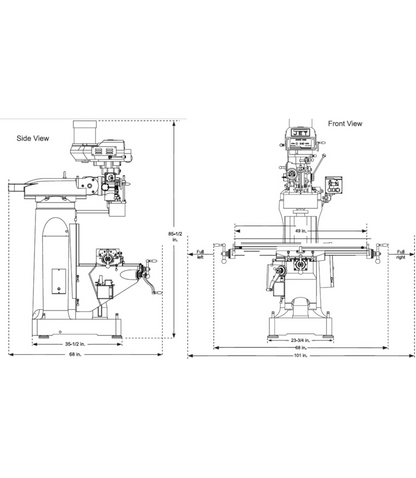JET Elite EVS-949 Mill with 3-Axis ACU-RITE 203 (Quill) DRO - JT9-894316