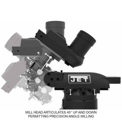 JET Elite EVS-949 Mill with 2-Axis ACU-RITE 303 DRO and X, Y, Z-Axis JET Powerfeeds and USA Made Air Draw Bar - JT9-894336