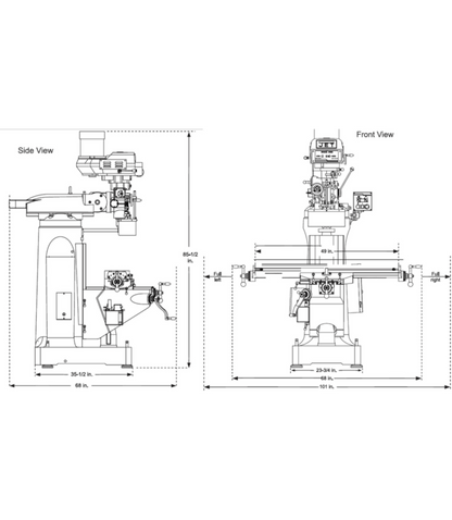 JET Elite ETM-949 Mill with 3-Axis ACU-RITE 303 (Quill) DRO - JT9-894137