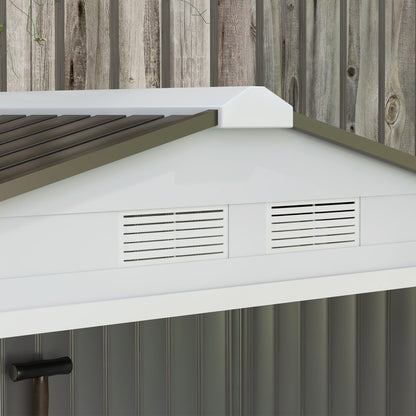 Outsunny EverBase 7' x 4' Outdoor Storage Shed with Foundation Kit, Double Lockable Door & Air Vents, White - 845-030WT