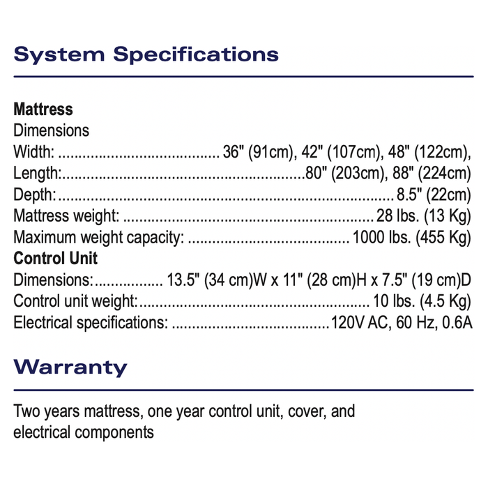 Joerns Healthcare Arise® 1000 EX Low Air Loss Mattress System