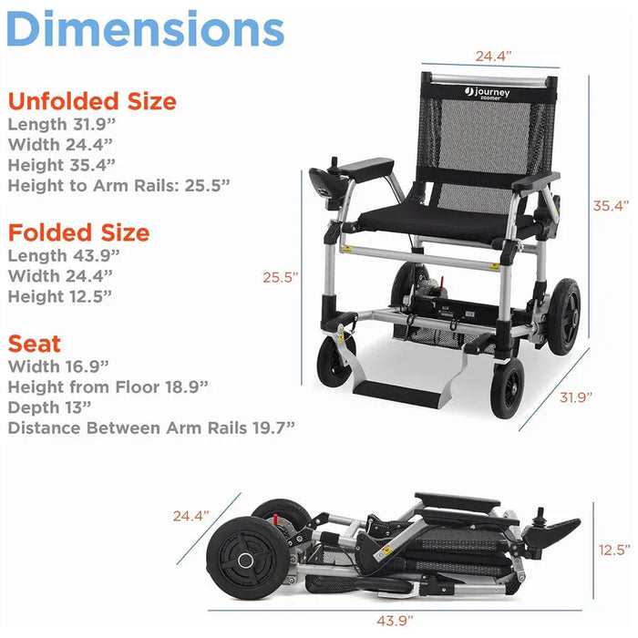 Journey Zoomer Chair With Detachable Frame Foldable Power Mobility Device