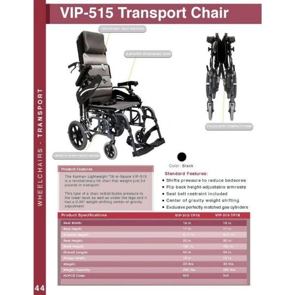 Karman VIP-515 Tilt-in-Space Wheelchair