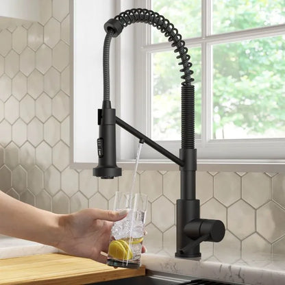 KRAUS Bolden 2-in-1 Pull-Down Single Handle Water Filter Kitchen Faucet in Matte Black with Purita 2-Stage Under-Sink Filtration System - FS-1001-KFF-1610MB
