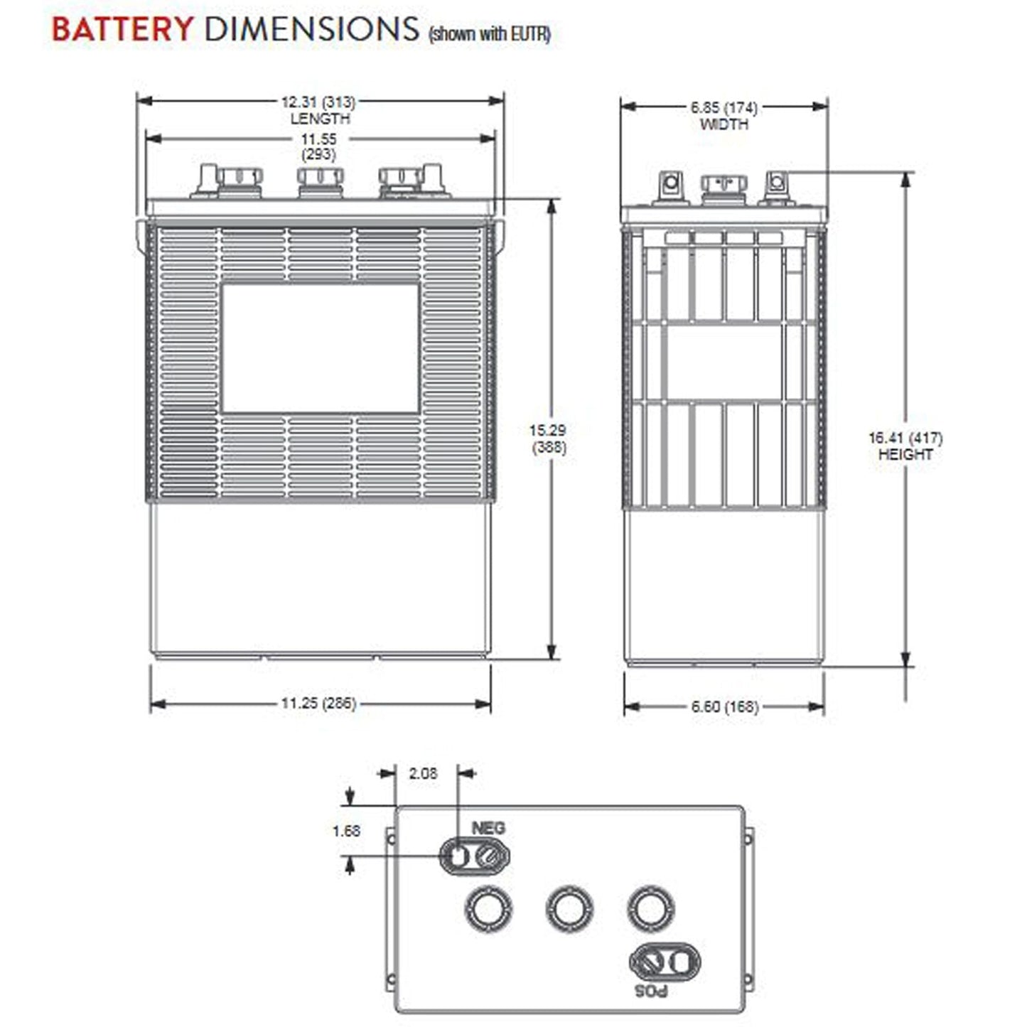 Trojan Motive L16G-AC 6V 390Ah Flooded Lead Acid Deep Cycle Battery