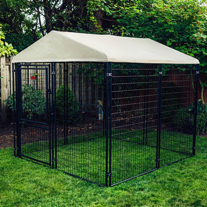 Lucky Dog STAY Series 8 x 8 x 6 Foot Roofed Steel Frame Executive Dog Kennel - 268969