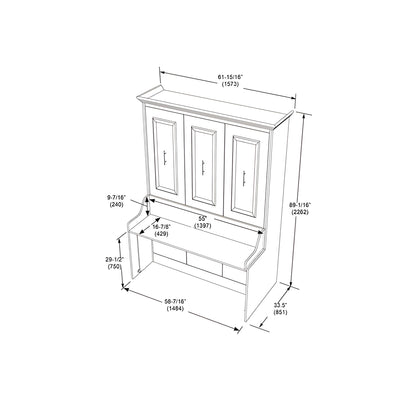 Murphy Bed With Desk, Full Size, Coventry Walnut by Leto Muro