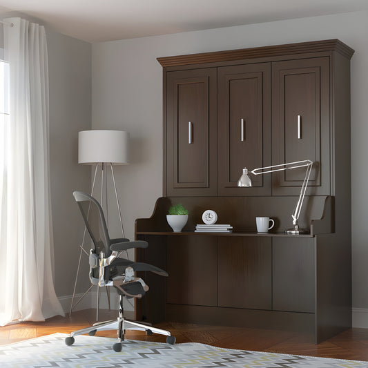 Murphy Bed With Desk, Full Size, Coventry Walnut by Leto Muro
