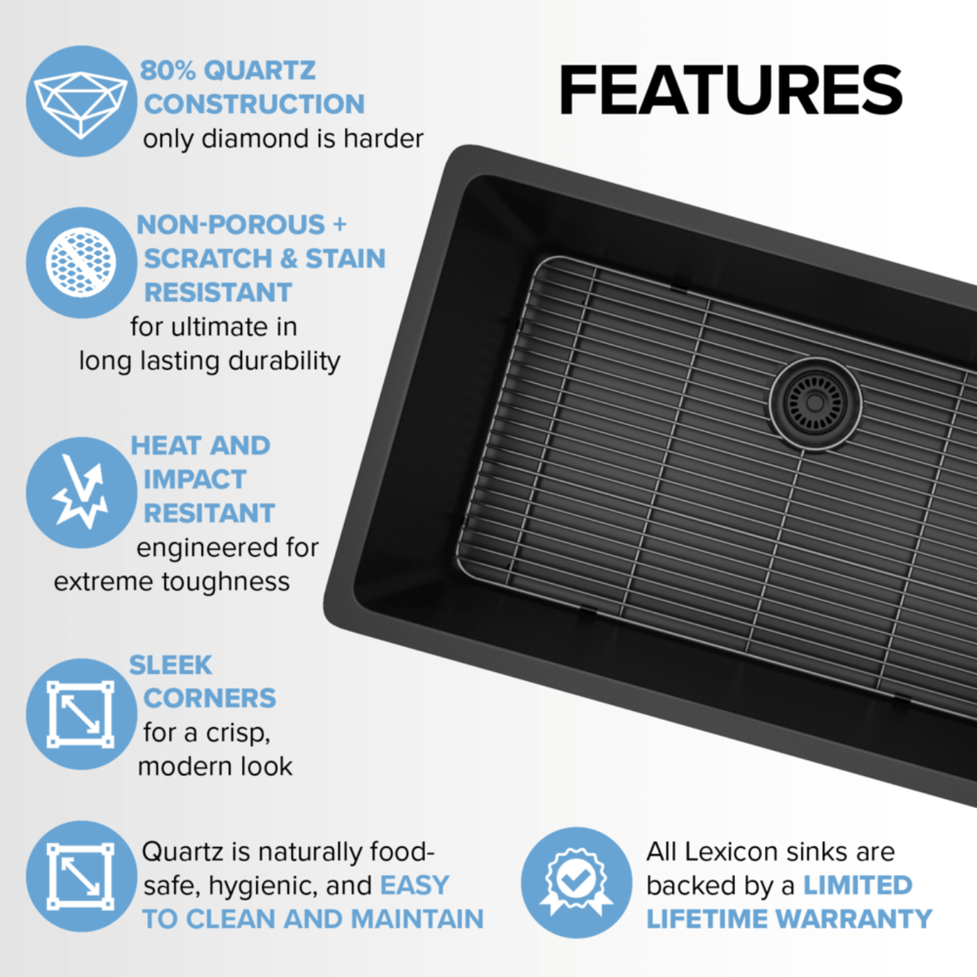 Lexicon Large 32" Single Bowl Composite Sink