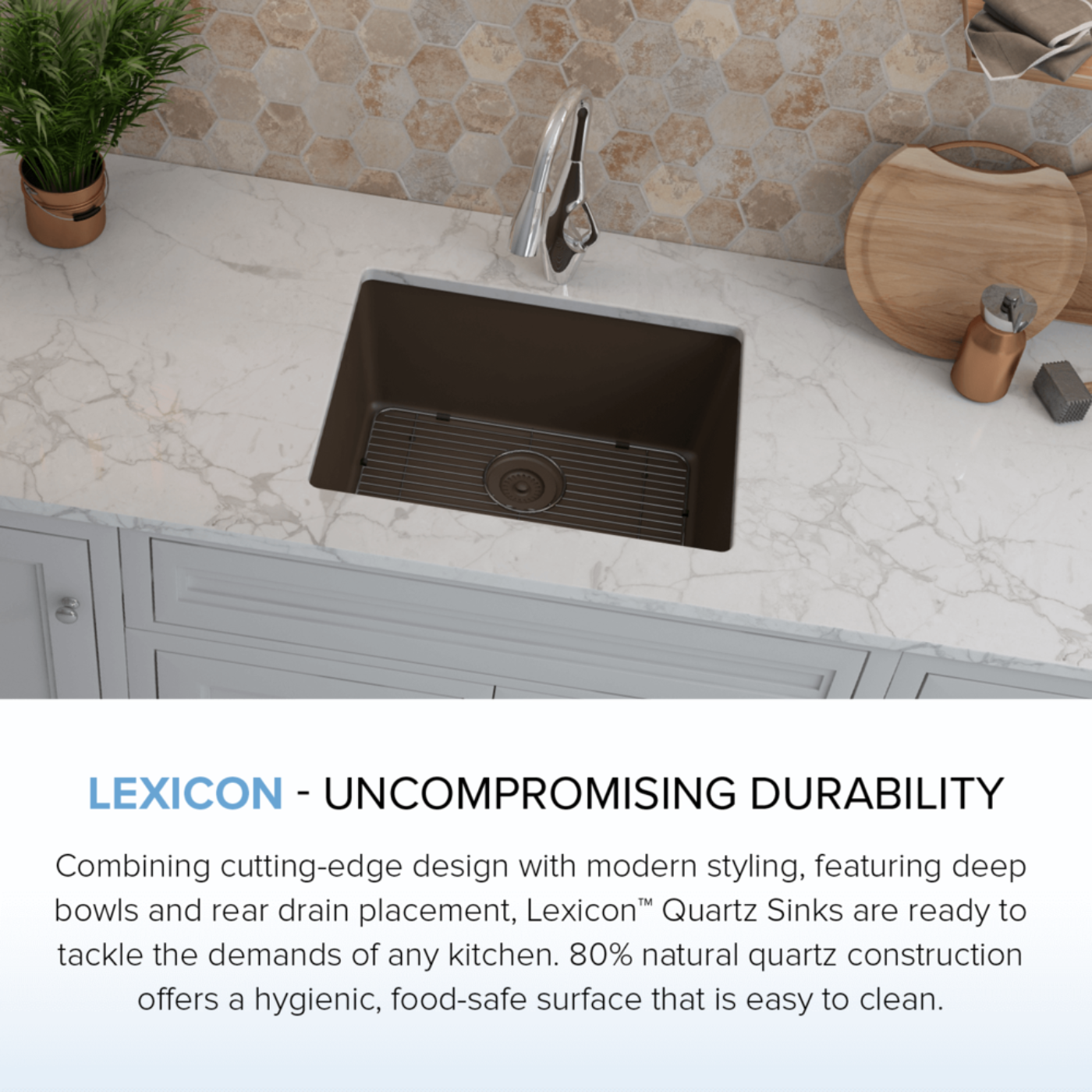 Lexicon Standard Size Rectangle Quartz Composite Kitchen Sink