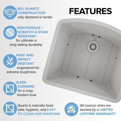 Lexicon D-Shaped Quartz Composite Kitchen Sink