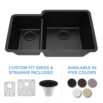 Lexicon 32" Double Bowl 40/60 Quartz Composite Sink