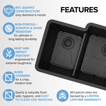 Lexicon 32" Double Bowl 40/60 Quartz Composite Sink