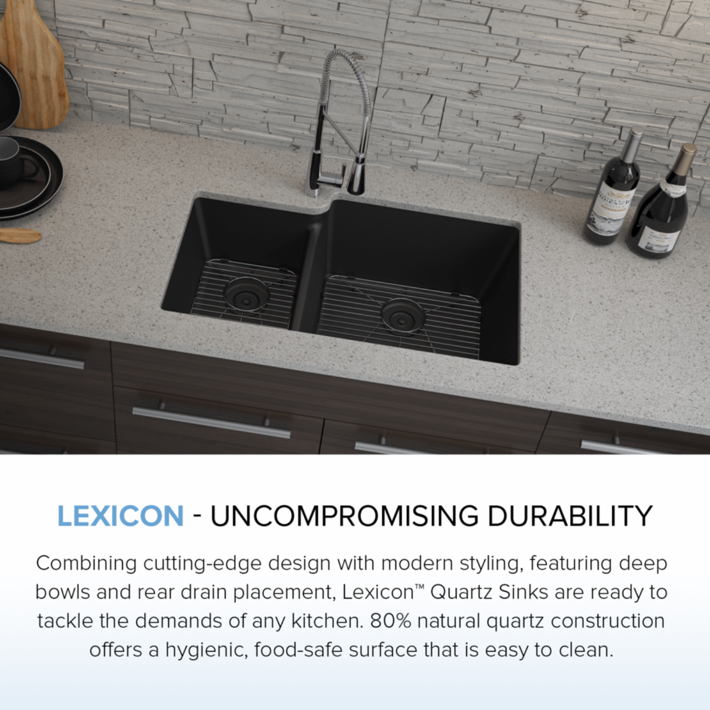 Lexicon 32" Double Bowl 40/60 Quartz Composite Sink