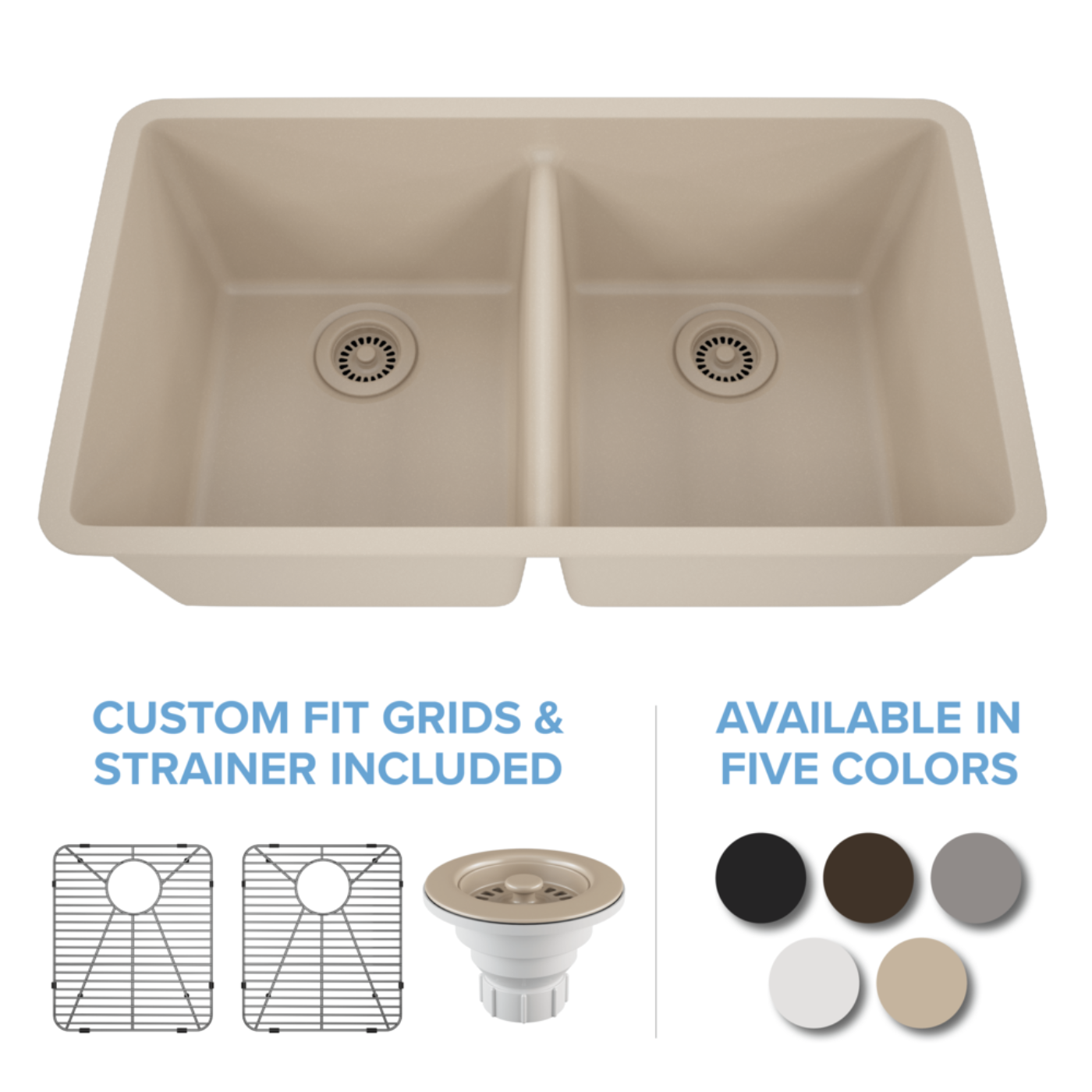 Lexicon 32" Equal Double Bowl Quartz Composite Sink