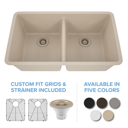 Lexicon 32" Equal Double Bowl Quartz Composite Sink
