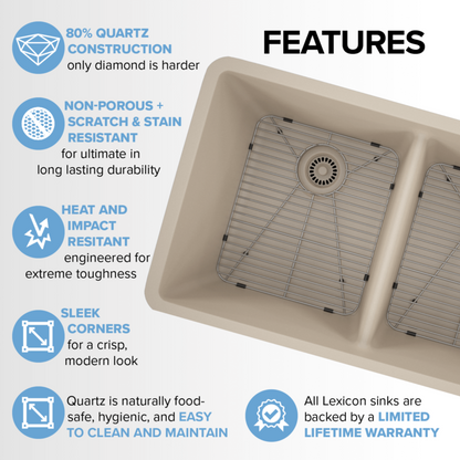 Lexicon 32" Equal Double Bowl Quartz Composite Sink