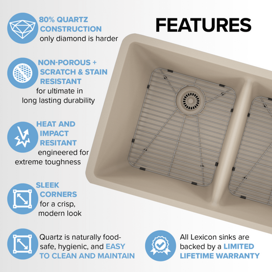 Lexicon 32" Equal Double Bowl Quartz Composite Sink