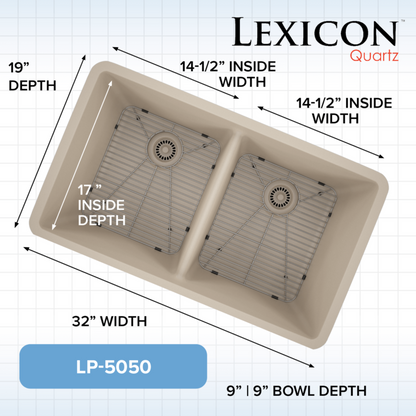 Lexicon 32" Equal Double Bowl Quartz Composite Sink