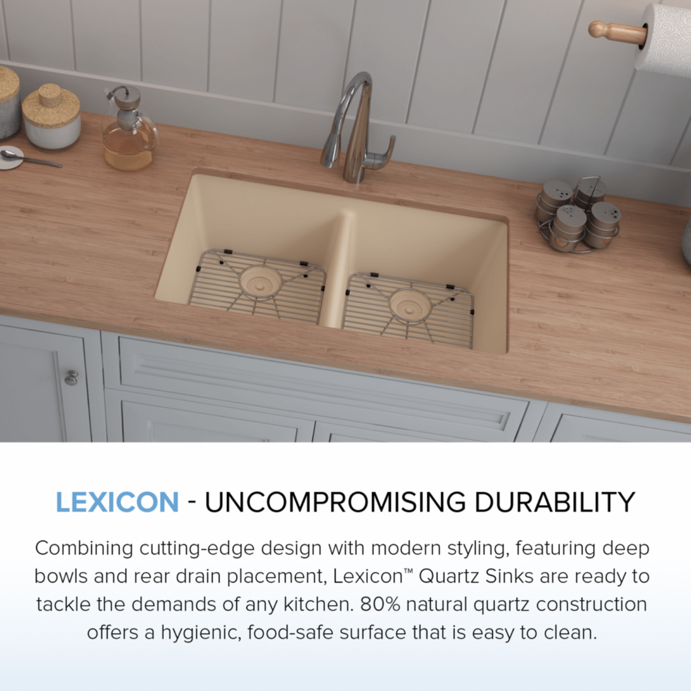 Lexicon 32" Equal Double Bowl Quartz Composite Sink