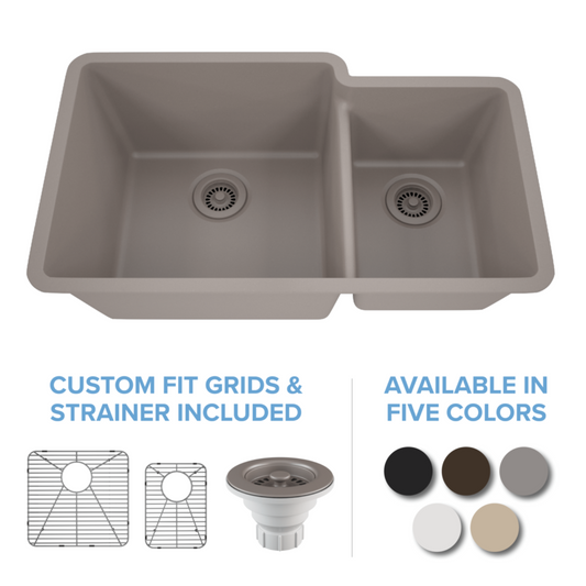 Lexicon 32" Double Bowl 60/40 Quartz Composite Sink