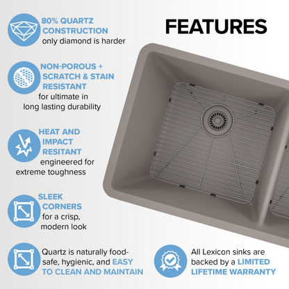 Lexicon 32" Double Bowl 60/40 Quartz Composite Sink