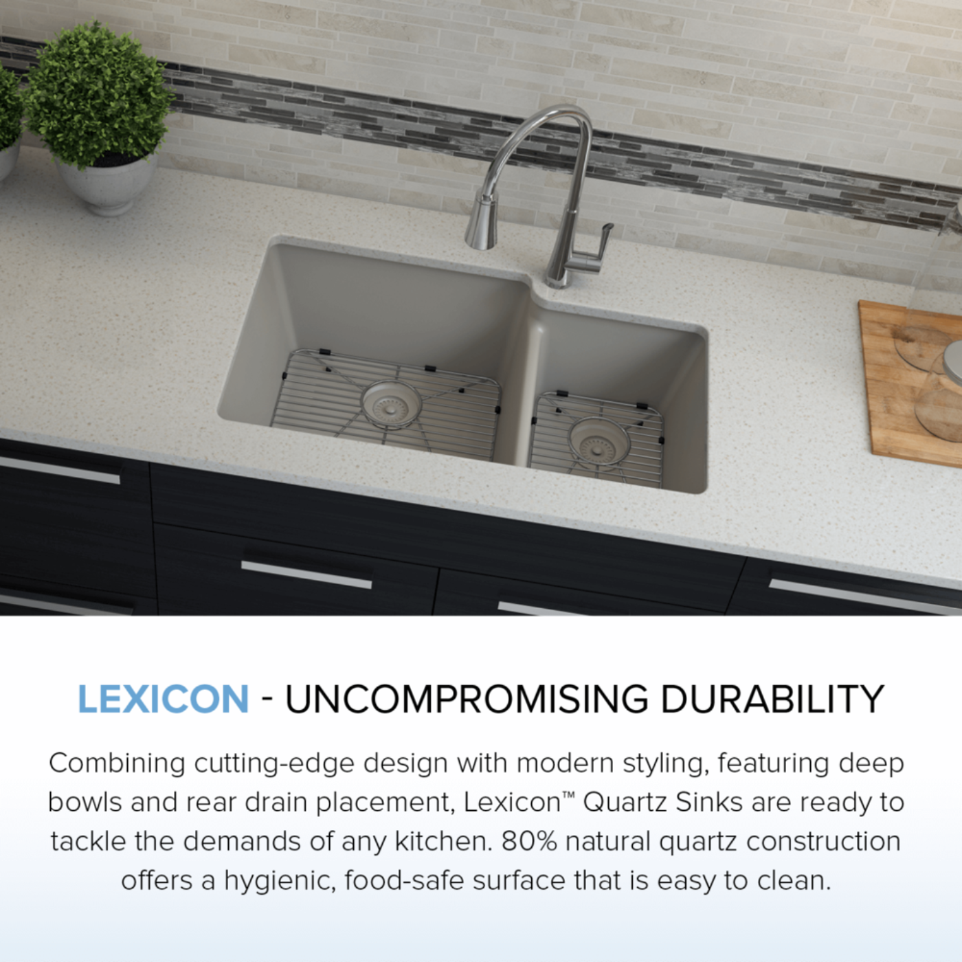 Lexicon 32" Double Bowl 60/40 Quartz Composite Sink