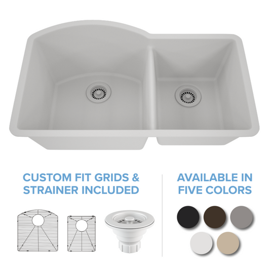 Lexicon 32" Double Bowl 70/30 Quartz Composite Sink