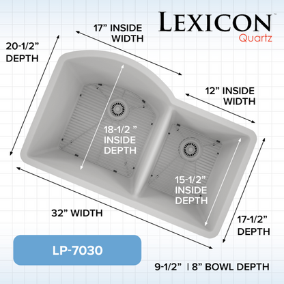 Lexicon 32" Double Bowl 70/30 Quartz Composite Sink