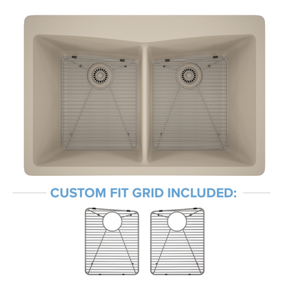 Lexicon 33" Double Bowl 50/50 Dual Mount Quartz Composite Sink