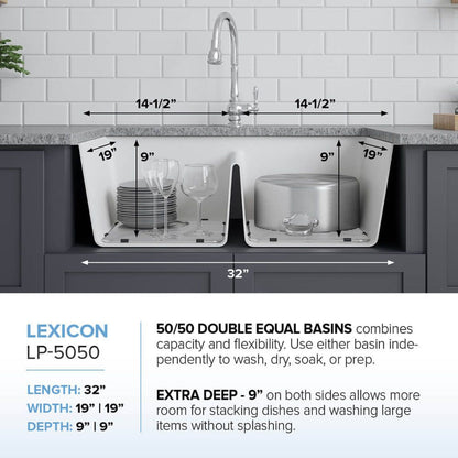 Lexicon 32" Equal Double Bowl Quartz Composite Sink